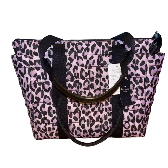 NWT Kate Spade Quilted Leopard Tote Bag – Black/Purple & Pink Tones - Picture 3 of 5